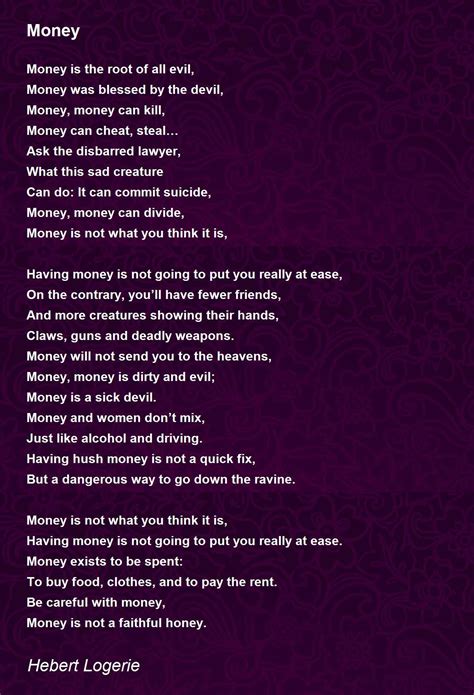 Money Poem By Hebert Logerie Poem Hunter