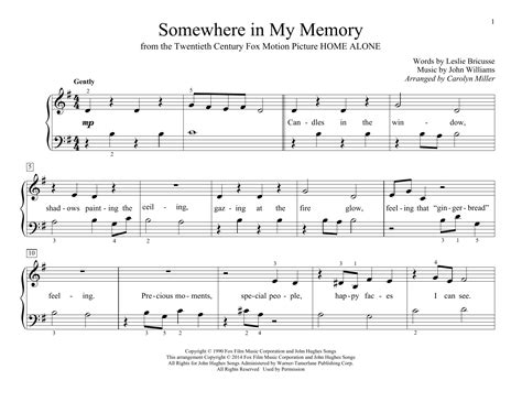 Somewhere In My Memory Sheet Music By John Williams Easy Piano 155936