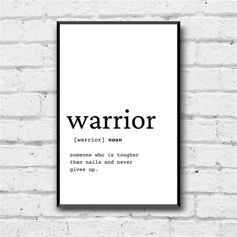 Warrior Definition Wall Art Warrior T Idea Warrior Digital Print