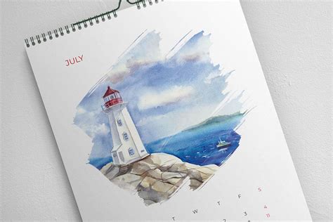 Hand Painted Watercolor Calendar Monthly Calendar Pri