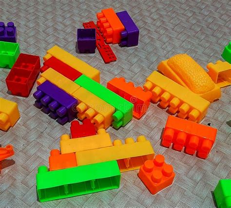 Lego Toys Scattered On The Floor Close Up Photo Stock Image Image Of
