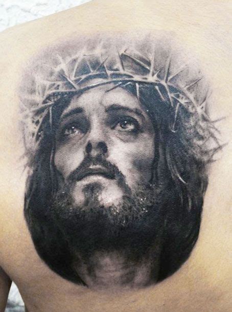 Awesome Portrait Of Jesus In A Crown Of Thorns Tattoo Jesus Tattoo On