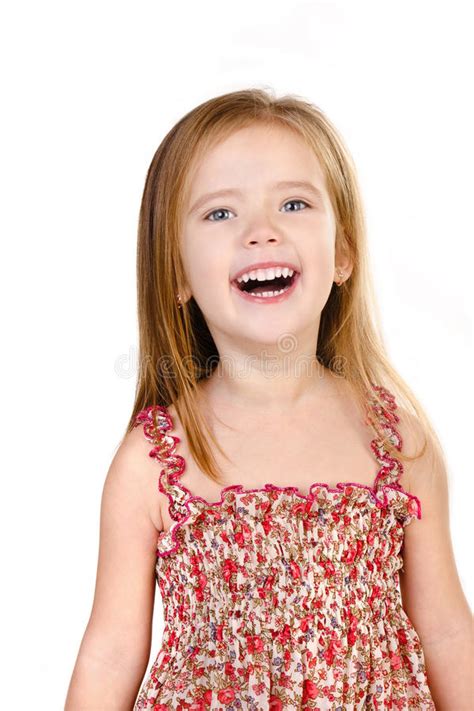 Portrait Of Laughing Cute Little Girl Isolated Stock Photo Image Of