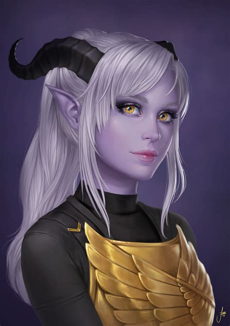 F Tiefling Cleric Med Armor Character Portraits Tiefling Paladin