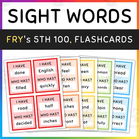 Fry Sight Words I Have Who Has Game Flash Cards 401 500 Set 2 By