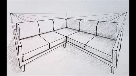 How To Draw A Sofa In Two Point Perspective Youtube