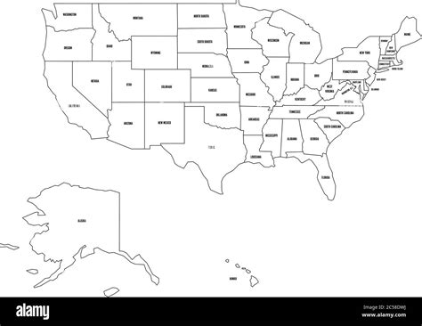 Political Map Of United States Od America Usa Simple Flat Black