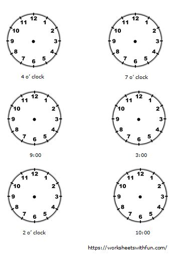 Maths Class 1 Time O Clock Show The Time By Drawing The Hour Hand