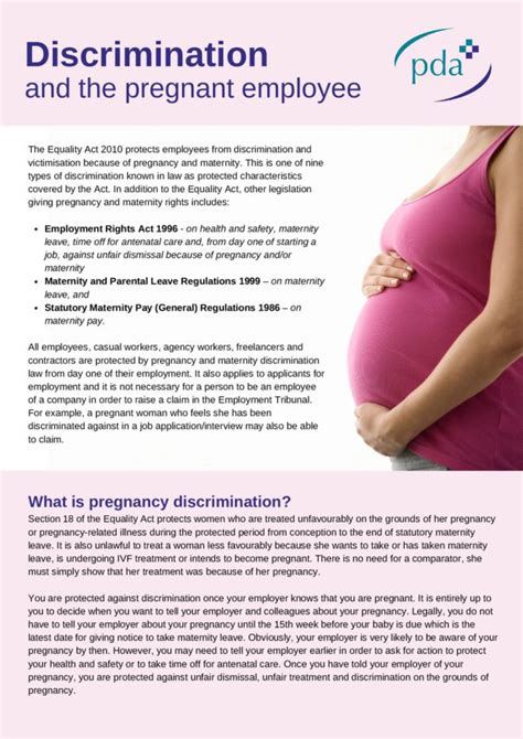 Guide To Discrimination And The Pregnant Employee The Pharmacists Defence Association