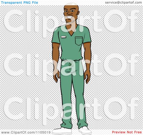Clipart Black Male Doctor Surgeon Or Nurse In Green Scrubs Royalty