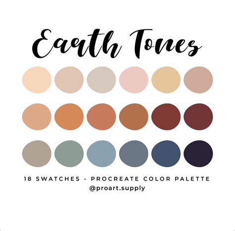 Earth Tones Procreate Paleta De Colores Códigos Hexaques Etsy México