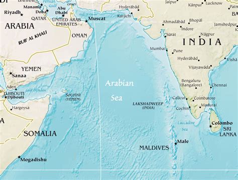 This map shows where arabian sea is located on the world map. Arabian Sea Physical • Mapsof.net