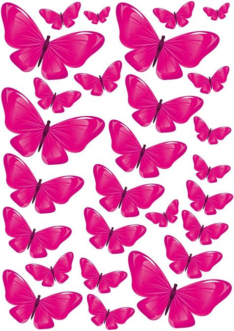Modelo de mariposas en tonos rosas Mariposas medianas y pequeñas