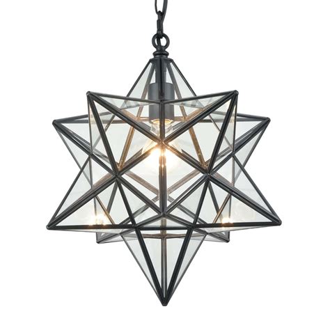 Moravian Star Clear Glass Antique Brass Ceiling Light Shade Pendant