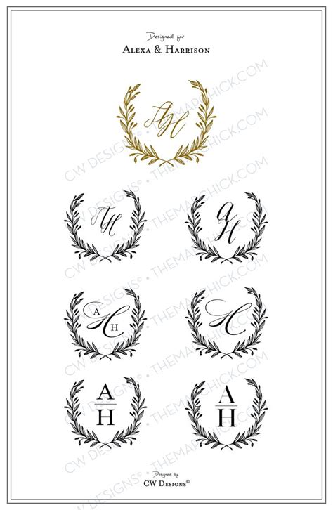 Custom Wedding Monogram And Branding Board Fonts And Color Etsy