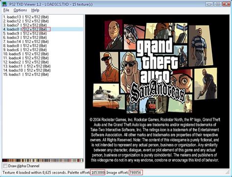 Install + usage in the 'read me.txt' file.  PS2 Texture Editor - Tools - GTAForums