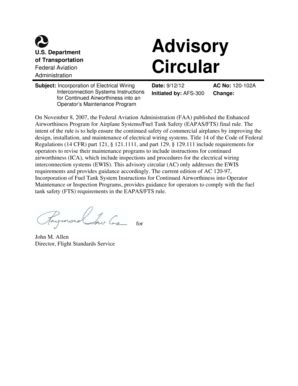 Fillable Online faa AC 120-102A Incorporation of ...