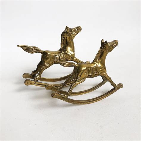 A Pair Of Vintage Solid Brass Miniature Rocking Horses Etsy Solid