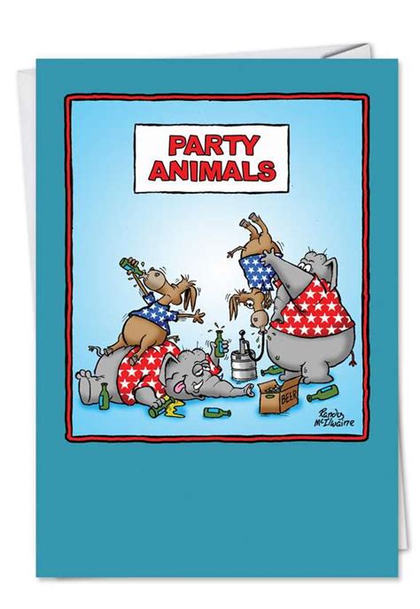 Adult Funny Birthday Card Party Animals