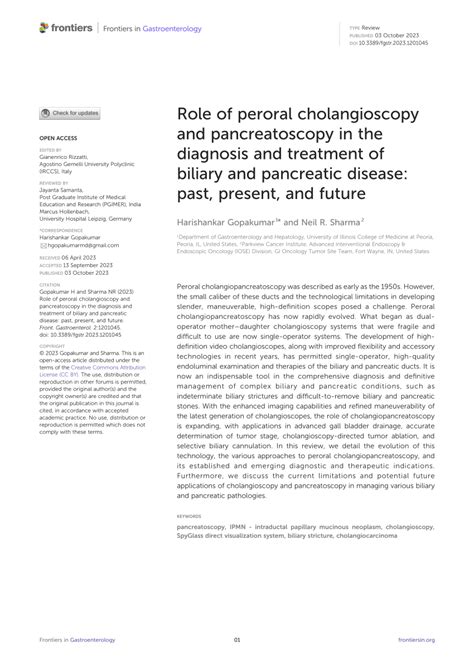 Pdf Role Of Peroral Cholangioscopy And Pancreatoscopy In The