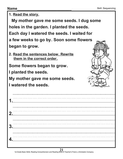 1st Grade Reading Comprehension Worksheets Printable Pdf 1st Grade