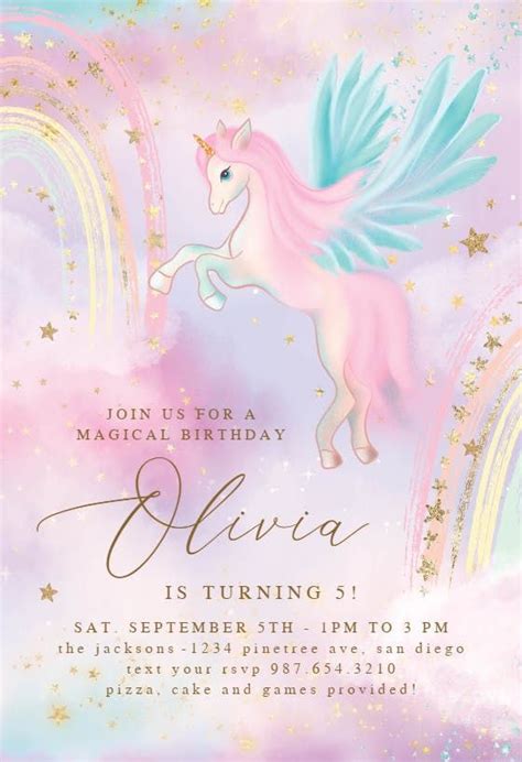 A Pink Unicorn Birthday Party With Stars And Clouds