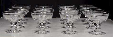 Set Of 16 George Thompson Designed Steuben Champagne Coupe Tall Sherbet Glasses For Sale At