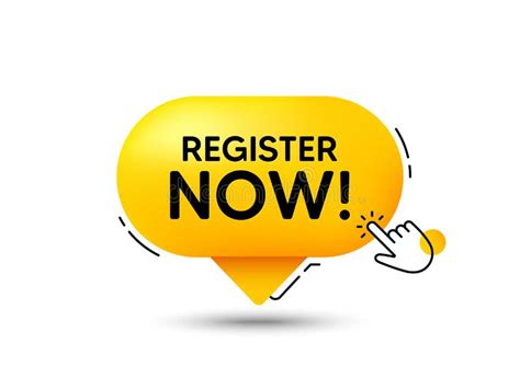 Register Now Chat Bubble With Hand Cursor Registration Button With