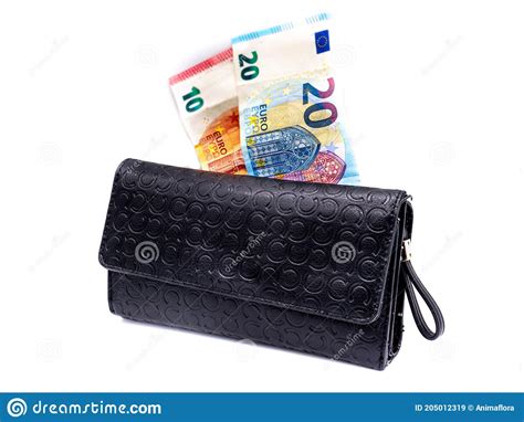 Black Wallet With Euro Bills Stock Image Image Of Notes Isolated