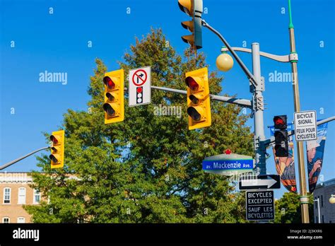 Traffic Signs And Traffic Lights At An Intersection Ottawa Ontario