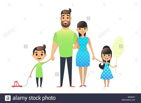 Feliz Plana Caricatura Retrato De Familia Padre Madre