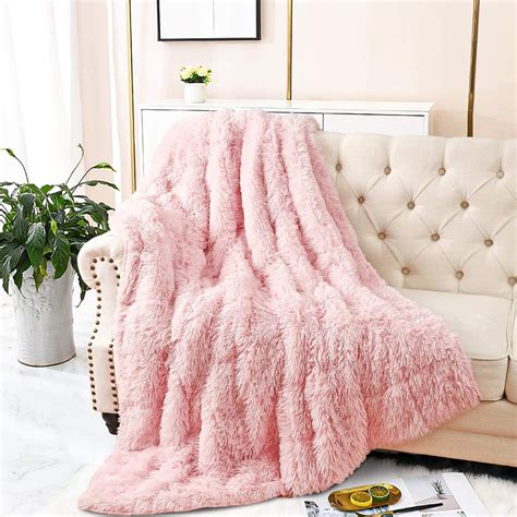 Lochas Shaggy Faux Fur Weighted Blanket 15lbs Plush Cozy Fleece Sherpa