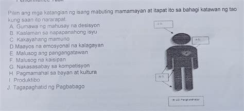 Piliin Ang Mga Katangian Mg Isang Mabuting Mamamayan At Itapat Ito Sa Bahagi Katawan Ng Tao Kung