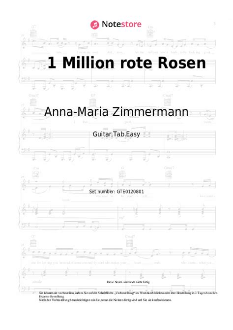 Anna Maria Zimmermann 1 Million rote Rosen Noten für Gitarren