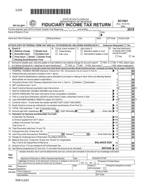 Tax Sc1041 2018 2024 Form Fill Out And Sign Printable Pdf Template