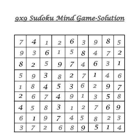 9x9 Sudoku 1 Solution