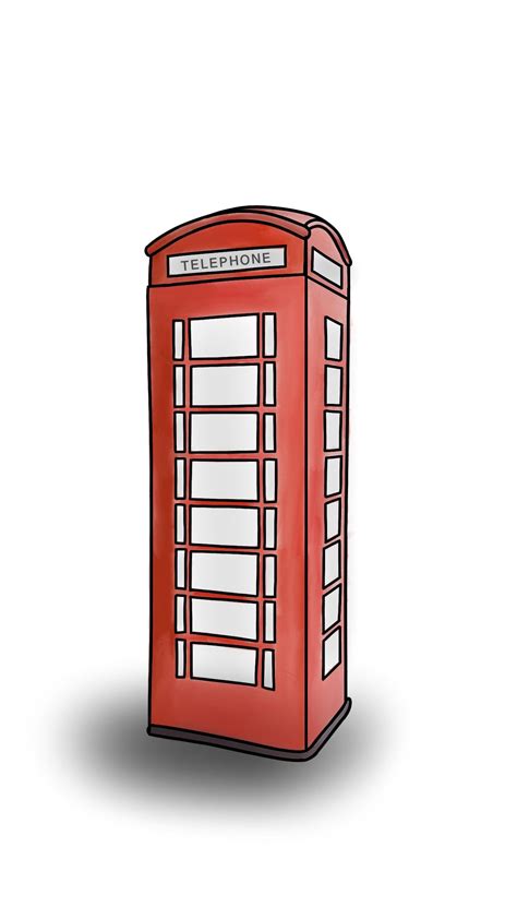 London Telephone Booth Red Drawing Proceate Illustration London