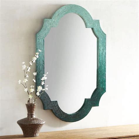 Blue Ombre Quatrefoil Glass Mirror