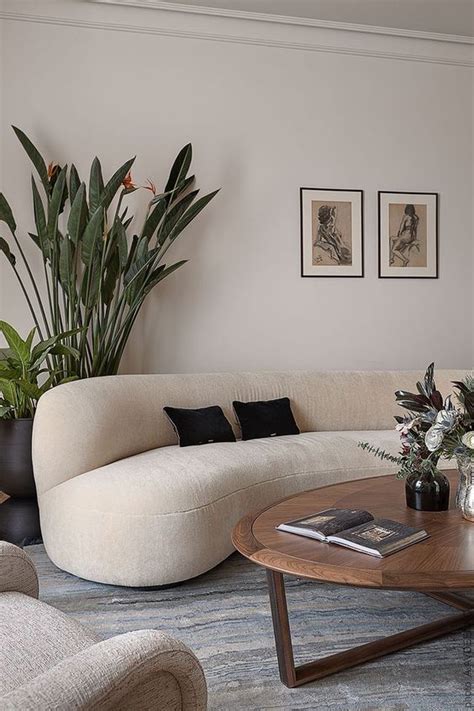 Living Room Decor Aesthetics White Sofa Brown Wooden Coffee Table
