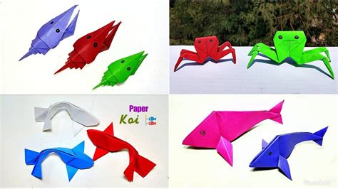4 Easy Paper Sea Animals Origami Sea Animals Diy Youtube