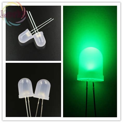 High Quality 100 X 10mm Diffused Green Leds 10mm Round Top Ultra Bright
