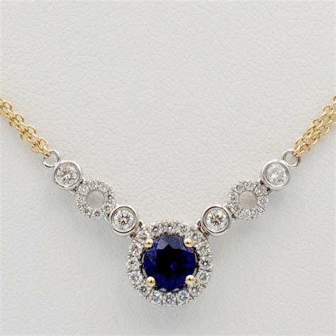 Round Sapphire And Diamond Necklace