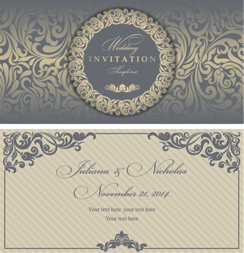 Elegant Invitations Vintage Style Design Vector Vectors Graphic Art