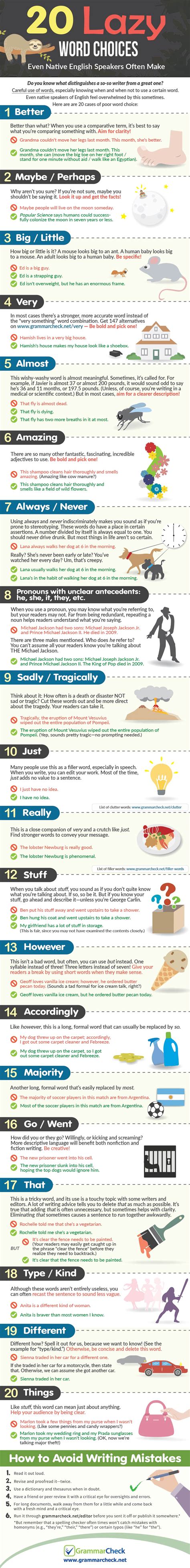 20 Lazy Word Choices Even Native English Speakers Often Make Infographic