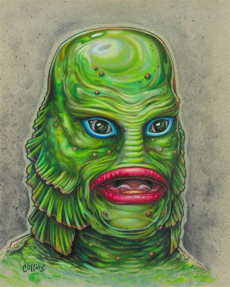 Gill Man Creature From The Black Lagoon Colored Pencil Fine Etsy