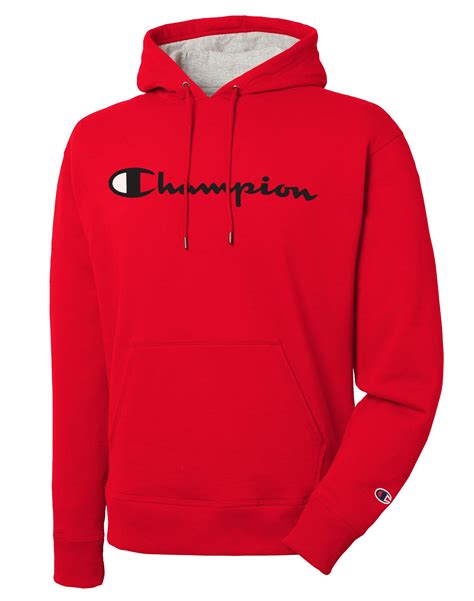 Champion Cotton Powerblend® Pullover Hoodie Script Logo In Red For Men
