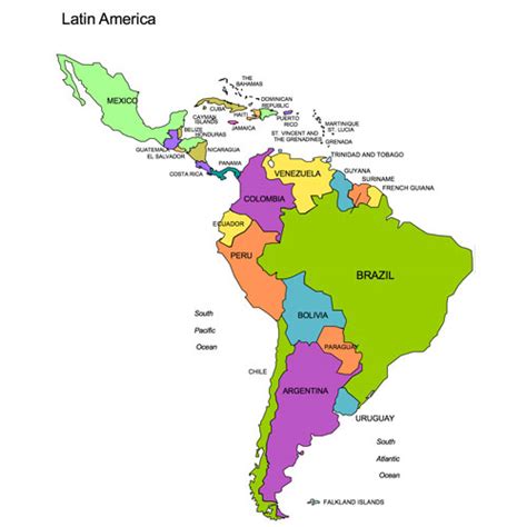 Latin America Regional Powerpoint Map Countries Names Portrait View