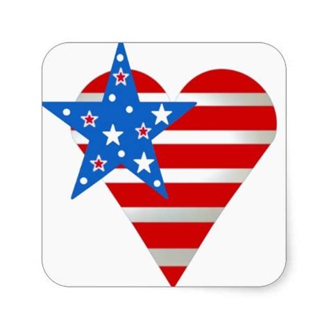 An American Heart And Star Sticker On A White Background With Red