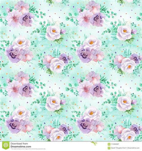Mint green wallpaper for android. Seamless Watercolor Floral Pattern In Mint Green And Light ...