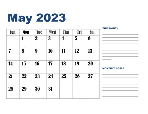 May 2023 Calendar Printable Pdf With Holiday Templates Free